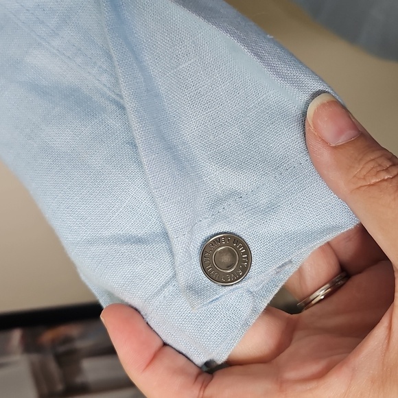 Rivet Utility Linen Jumpsuit Light Blue Size Medium - Picture 7 of 11